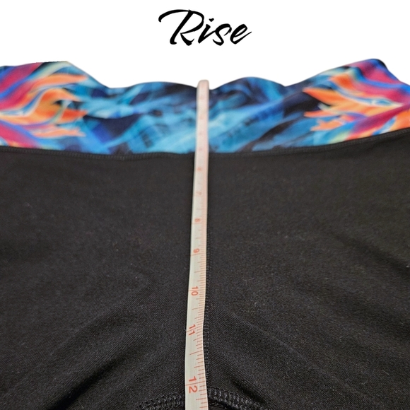 VS PINK Ultimate Leggings M Ankle Length Black Mesh Tropical Waistband Spellout - Picture 8 of 12